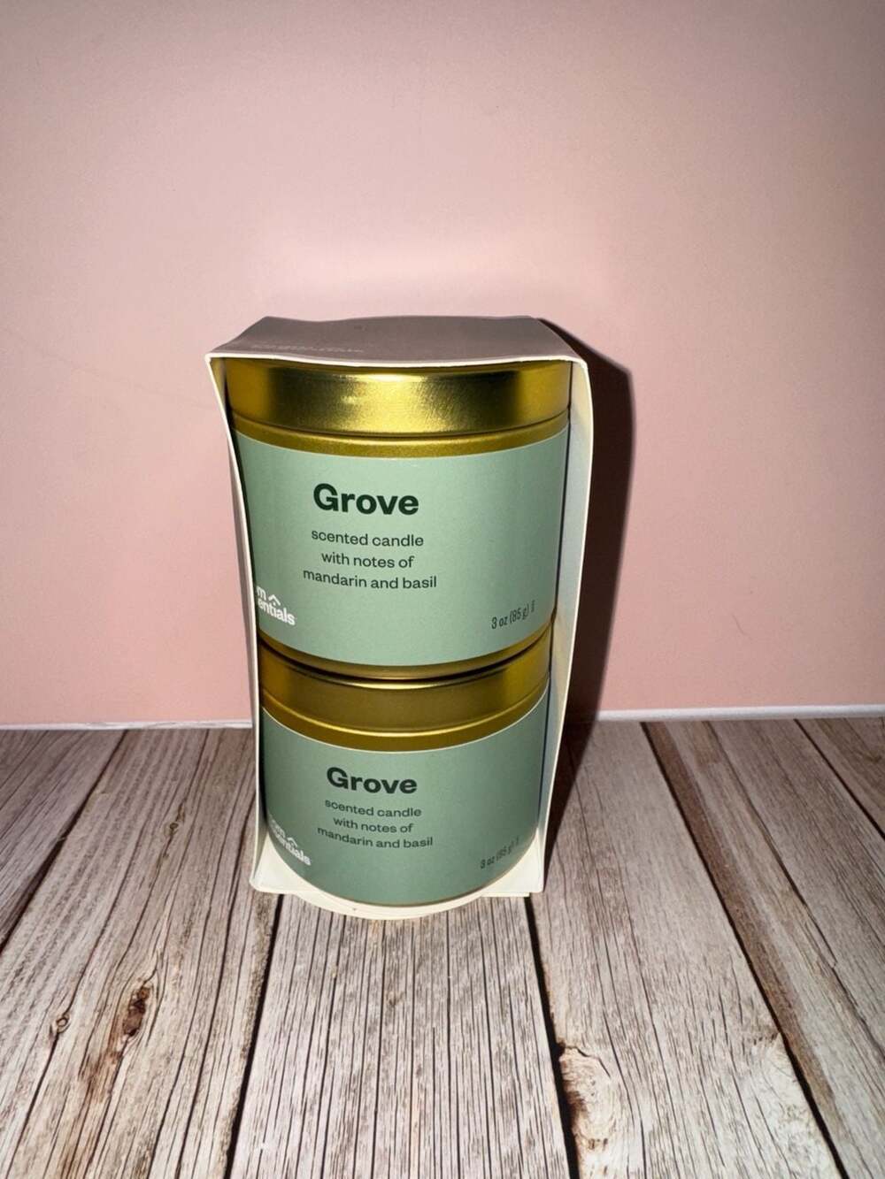 Room Essentials 2pk 3oz Grove Tin Scented Candles Mandarin and Basil - Picture 2 of 3